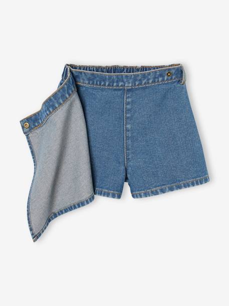Jupe-short en denim fille poche cargo bleu moyen - vertbaudet enfant 