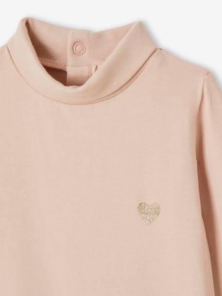 Set van 2 babyshirts met rolkraag lichtroze+marineblauw - vertbaudet enfant 