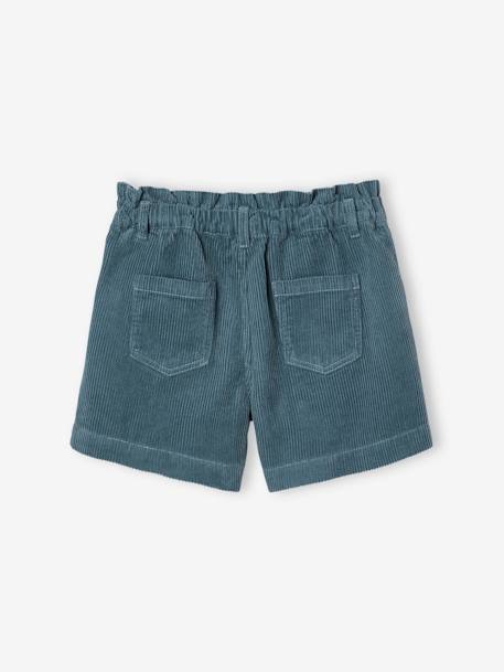 Fluwelen short met paperbag-vorm meisjes grijs+groenblauw+kaneel+oudroze+zachtpaars - vertbaudet enfant 