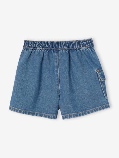 Jupe-short en denim fille poche cargo bleu moyen - vertbaudet enfant 