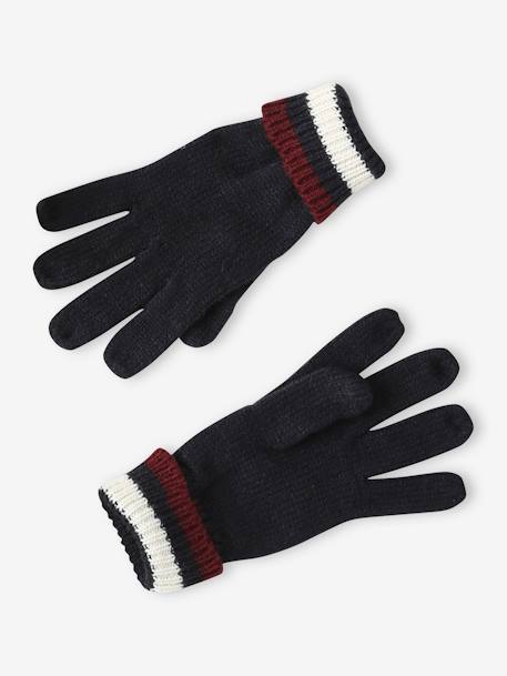 Ensemble bonnet + snood + gants en maille côtelée garçon marine - vertbaudet enfant 