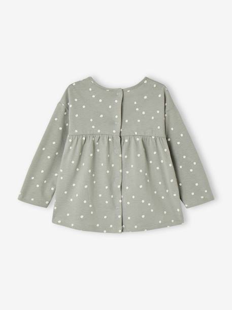 T-shirt imprimé manches longues bébé bio personnalisable vanille+vert sauge+vieux rose - vertbaudet enfant 