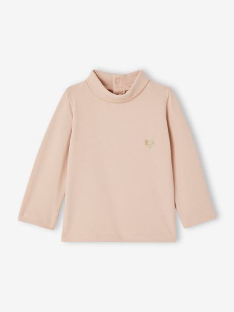 Lot de 2 t-shirts col roulé bébé marine+rose pâle - vertbaudet enfant 