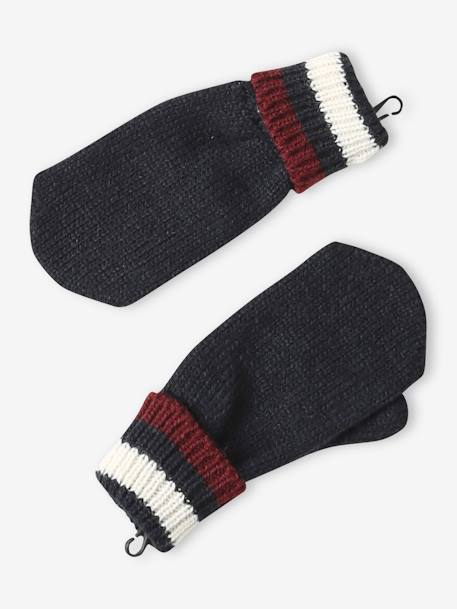 Ensemble bonnet + snood + gants en maille côtelée garçon marine - vertbaudet enfant 