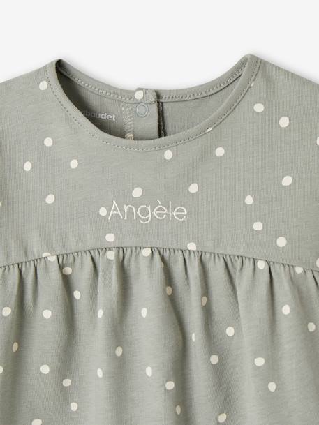 T-shirt imprimé manches longues bébé bio personnalisable vanille+vert sauge+vieux rose - vertbaudet enfant 