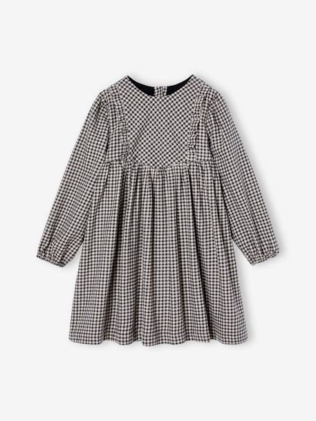 Robe vichy à volants fille carreaux gris+olive - vertbaudet enfant 