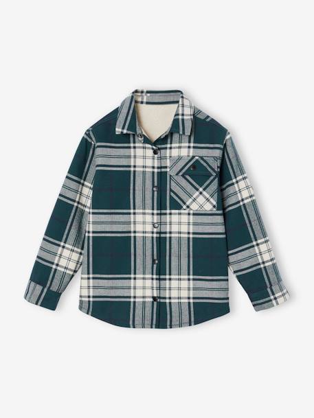 Chemise à carreaux garçon doublée sherpa carreaux vert - vertbaudet enfant 