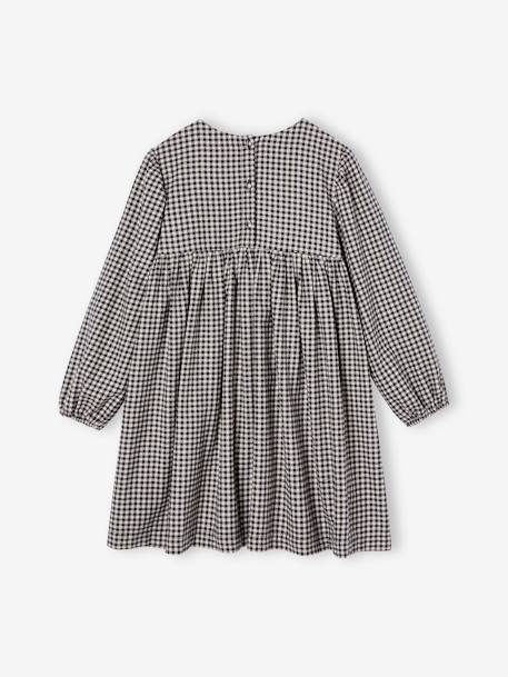 Robe vichy à volants fille carreaux gris+olive - vertbaudet enfant 