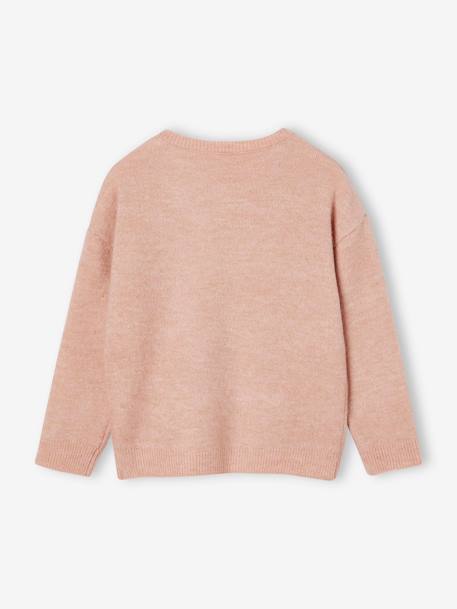 Kerstcadeauverpakking 'Renne' jacquard trui + 2 scrunchies voor meisjes ecru+lichtroze+roze (poederkleur) - vertbaudet enfant 