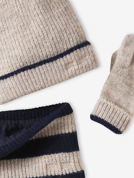 Set van muts + snood + handschoenen voor jongens 'cool kids' grijsblauw - vertbaudet enfant 