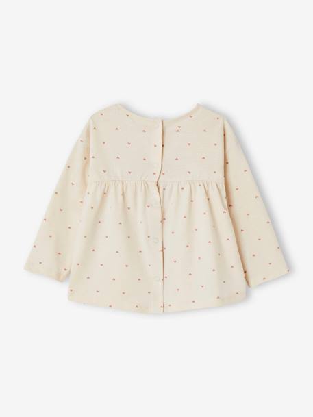 T-shirt imprimé manches longues bébé bio personnalisable vanille+vert sauge+vieux rose - vertbaudet enfant 