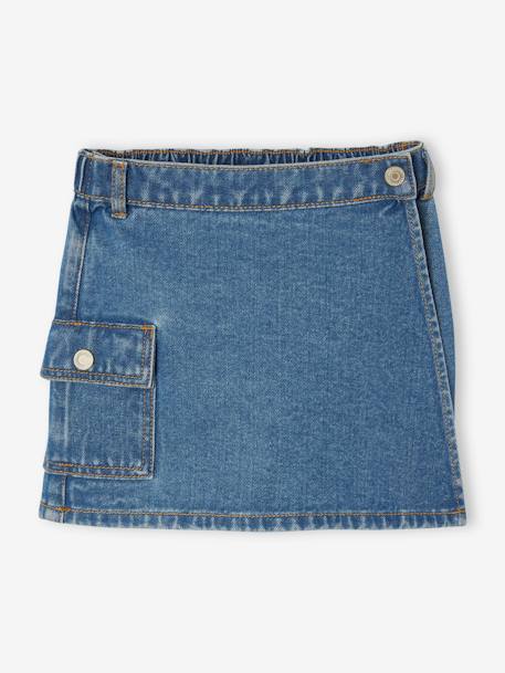 Jupe-short en denim fille poche cargo bleu moyen - vertbaudet enfant 