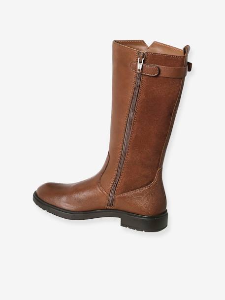 Boots cavalière enfant fille cuir zippées marron - vertbaudet enfant 