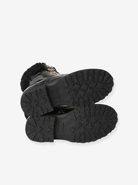 Bottine avec lacets fausse fourrure fille noir - vertbaudet enfant 