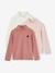 Lot de 3 tee-shirts BASICS à col montant fille bois de rose+mauve - vertbaudet enfant 