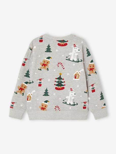 Sweat garçon noël motifs ludiques gris chiné - vertbaudet enfant 