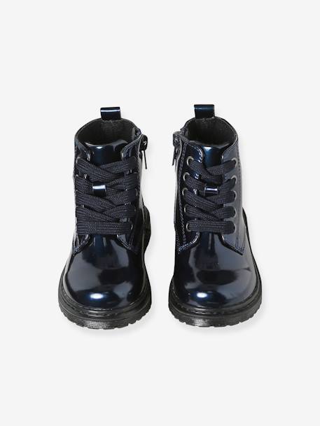 Boots coeur à lacets et zippées fille marine - vertbaudet enfant 