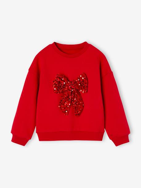 Kerstsweater voor meisjes met lovertjes antraciet+rood - vertbaudet enfant 