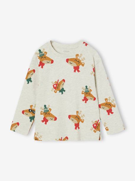 T-shirt Noël motifs ludiques rennes garçon blanc chiné - vertbaudet enfant 