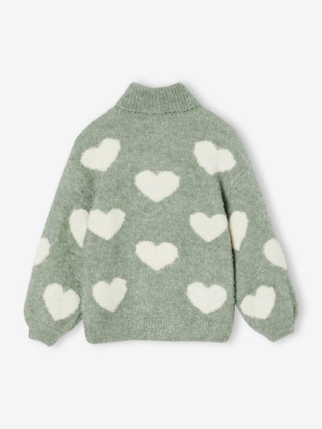 Gebreide maxi coltrui voor meisjes groengrijs+rozen - vertbaudet enfant 