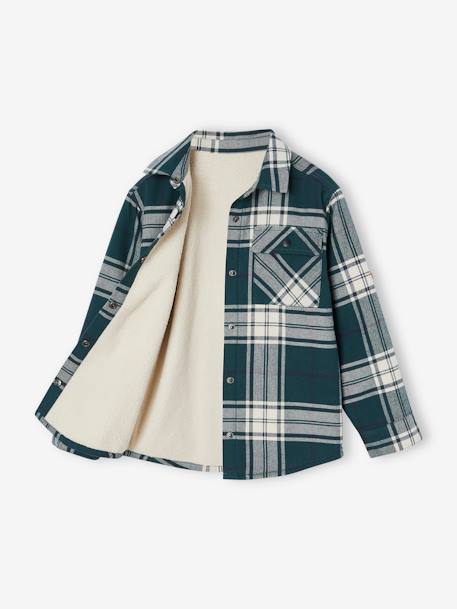 Chemise à carreaux garçon doublée sherpa carreaux vert - vertbaudet enfant 
