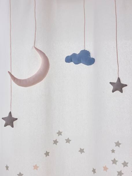 Rideau guirlande à œillets tamisant nuage et étoiles blanc - vertbaudet enfant 