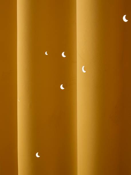 Rideau à oeillets occultant et motifs perforés MARINE+moutarde+rose poudré+vert moyen / étoiles+vert sauge - vertbaudet enfant 