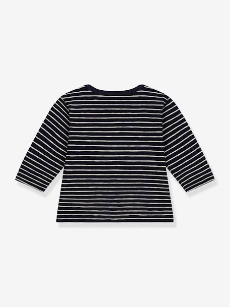 Tee-shirt manches longues en jersey fin bébé rayé marine - vertbaudet enfant 