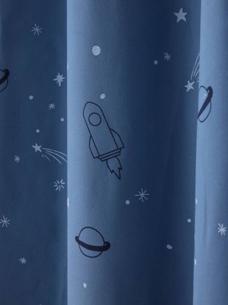 Rideau à ½illets occultant phosphorescent imprimé planètes bleu - vertbaudet enfant 