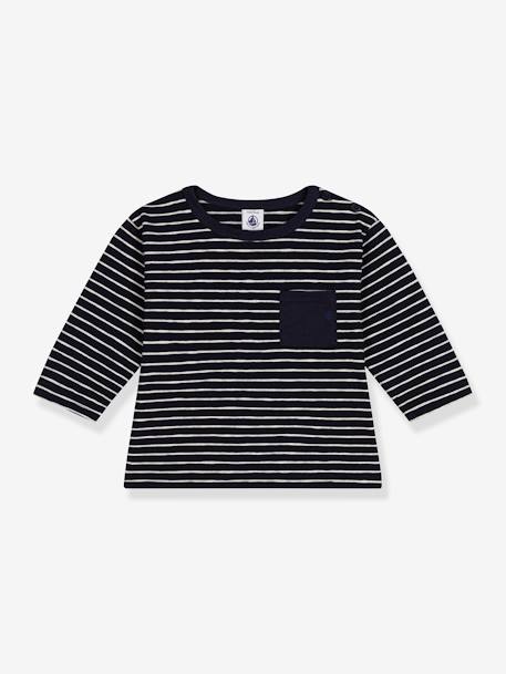 Tee-shirt manches longues en jersey fin bébé rayé marine - vertbaudet enfant 