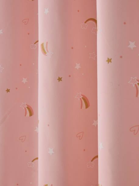 Rideau à œillets occultant phosphorescent imprimé arc-en-ciel rose - vertbaudet enfant 
