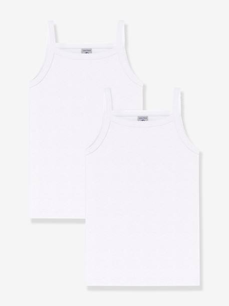 Fille-Lot de 2 chemises à bretelles blanches Petit Bateau