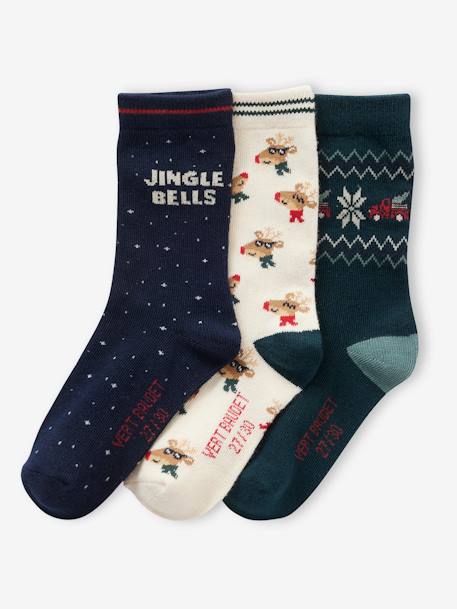 Coffret de 3 paires de chaussettes Noël garçon vert sapin - vertbaudet enfant 