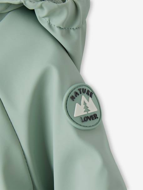 Combinaison à capuche anti-pluie bébé doublée maille polaire bleu nuit+vert sauge - vertbaudet enfant 