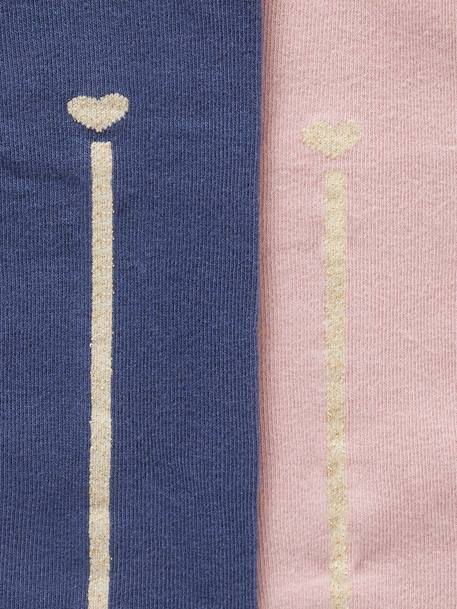 Lot de 2 collants bande lurex fille gris chiné+indigo - vertbaudet enfant 