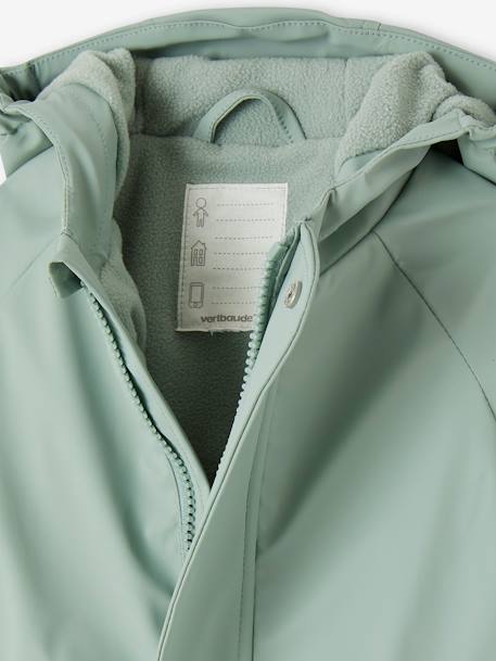 Combinaison à capuche anti-pluie bébé doublée maille polaire bleu nuit+vert sauge - vertbaudet enfant 