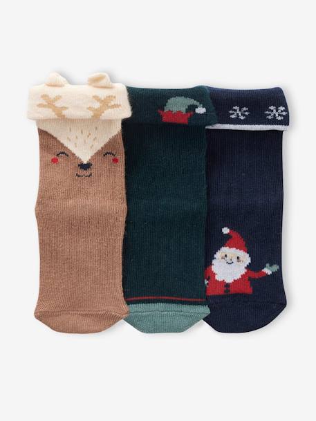 Coffret Noël 3 paires de chaussettes bébé garçon noix de pécan - vertbaudet enfant 