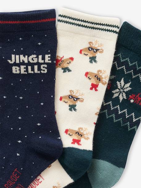 Coffret de 3 paires de chaussettes Noël garçon vert sapin - vertbaudet enfant 