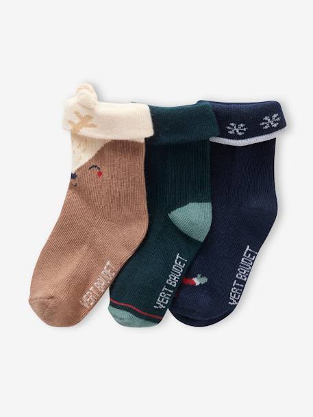 Coffret Noël 3 paires de chaussettes bébé garçon noix de pécan - vertbaudet enfant 