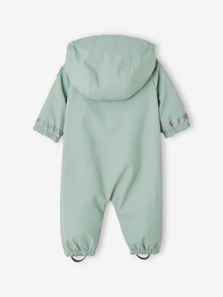 Combinaison à capuche anti-pluie bébé doublée maille polaire bleu nuit+vert sauge - vertbaudet enfant 