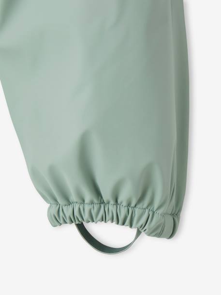 Combinaison à capuche anti-pluie bébé doublée maille polaire bleu nuit+vert sauge - vertbaudet enfant 