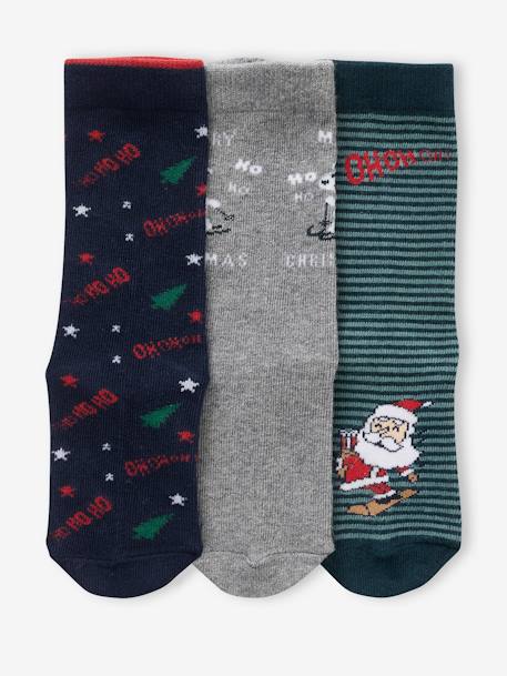 Coffret de 3 paires de chaussettes Noël garçon bleu nuit - vertbaudet enfant 