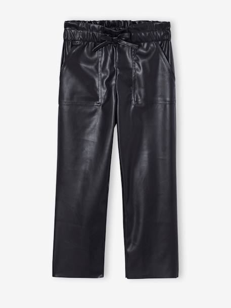 Pantalon style paperbag fille noir - vertbaudet enfant 