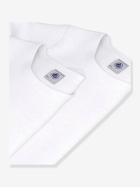 Lot de 2 tee-shirts manches longues blancs blanc - vertbaudet enfant 