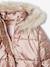 Donsjack met capuchon voor meisjes met fleece voering antraciet+goud+roze (poederkleur)+roze, bedrukt - vertbaudet enfant 