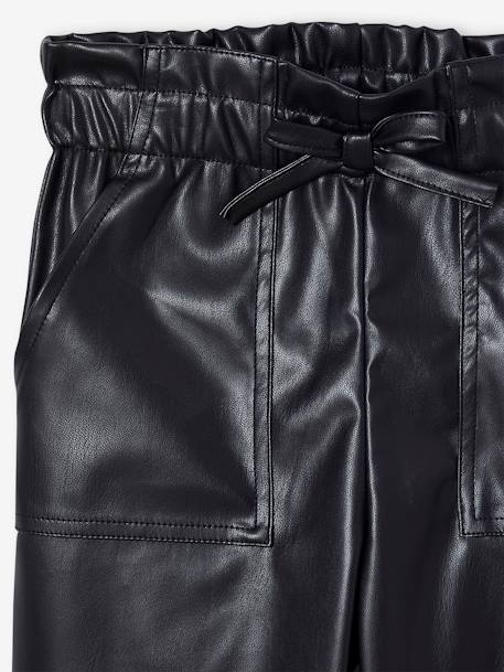 Pantalon style paperbag fille noir - vertbaudet enfant 
