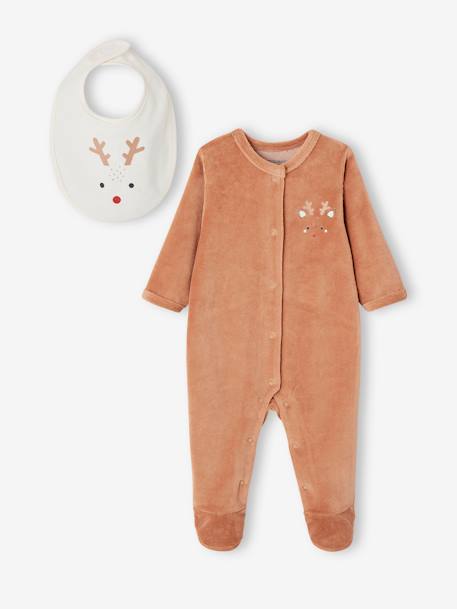 coffret Noël pyjama bébé et bavoir renne noix de pécan - vertbaudet enfant 