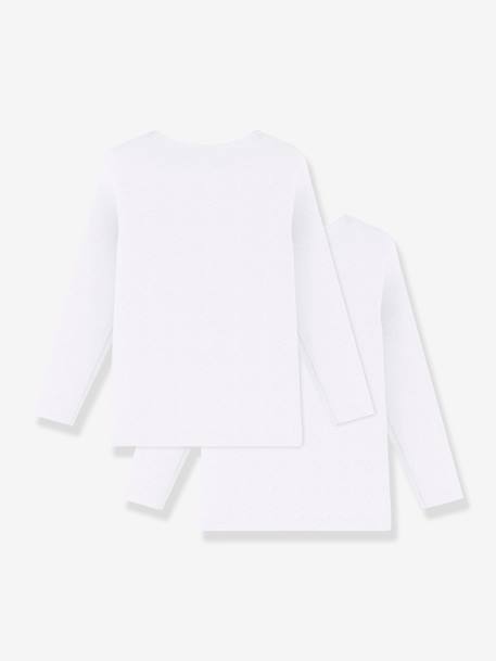 Lot de 2 tee-shirts manches longues blancs blanc - vertbaudet enfant 
