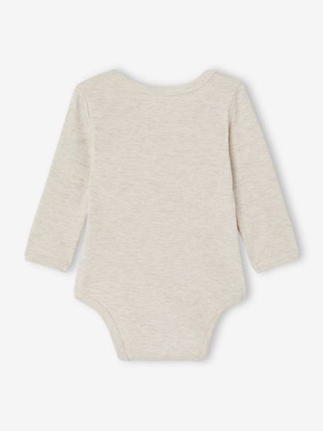 Lot 5 bodies manches longues bébé emmanchure US en coton bio beige chiné - vertbaudet enfant 