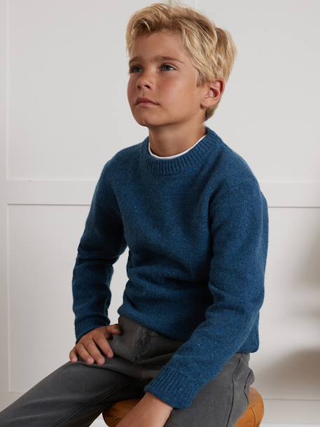 Pull Merinos bleu+vert - vertbaudet enfant 